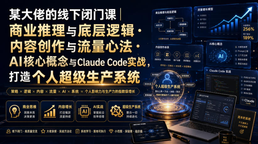 某大佬的线下闭门课｜商业推理与底层逻辑・内容创作与流量心法・AI核心概念与Claude Code实战，打造个人超级生产系统【录音+图片】-LanTi云网创