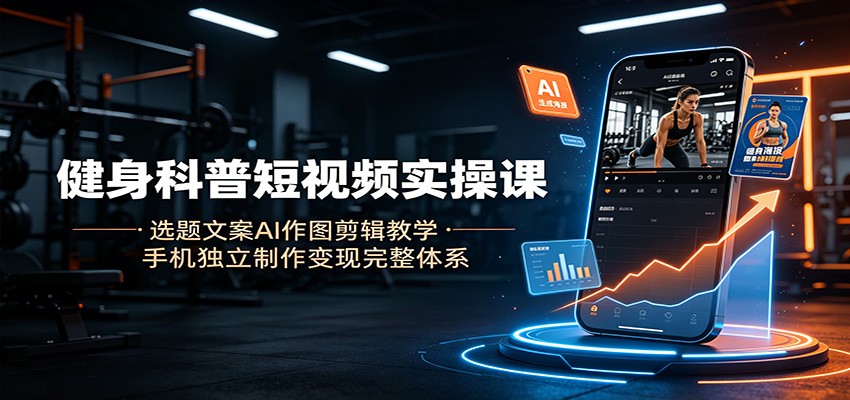 健身科普短视频实操课：选题文案AI作图剪辑教学，手机独立制作变现完整体系-LanTi云网创