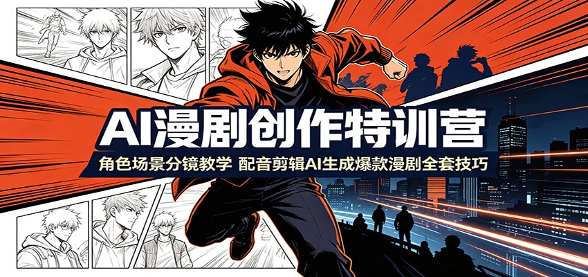 AI漫剧创作特训营：角色场景分镜教学，配音剪辑AI生成爆款漫剧全套技巧-LanTi云网创