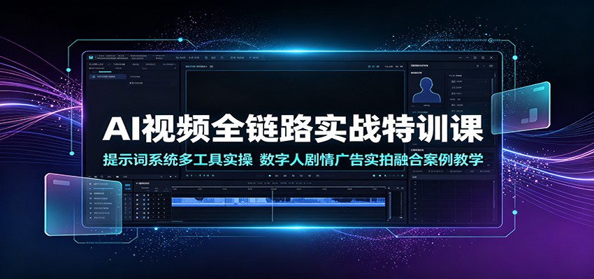 AI视频全链路实战特训课：提示词系统多工具实操，数字人剧情广告实拍融合案例教学-LanTi云网创