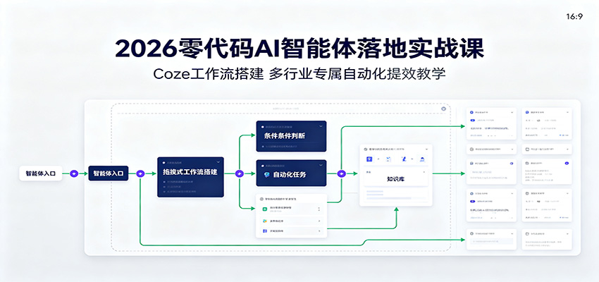 2026零代码AI智能体落地实战课：Coze工作流搭建，多行业专属自动化提效教学-LanTi云网创