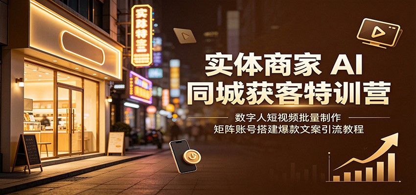 实体商家AI同城获客特训营：数字人短视频批量制作，矩阵账号搭建爆款文案引流教程-LanTi云网创