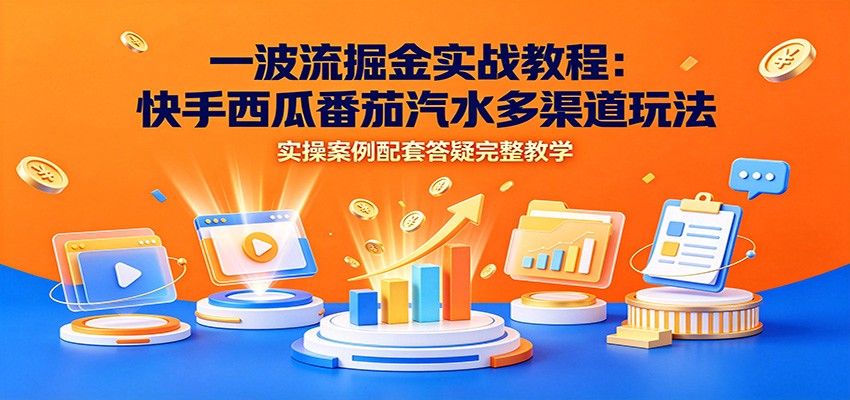 一波流掘金实战教程：快手西瓜番茄汽水多渠道玩法，实操案例配套答疑完整教学-LanTi云网创
