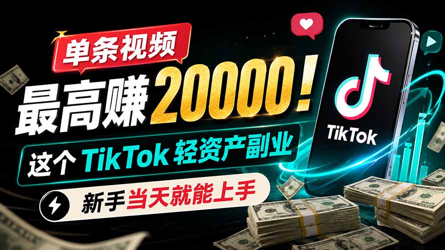 单条视频最高赚 20000！这个 TikTok 轻资产副业，新手当天就能上手-LanTi云网创