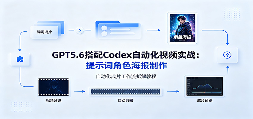 GPT5.6搭配Codex自动化视频实战：提示词角色海报制作，自动化成片工作流拆解教程-LanTi云网创