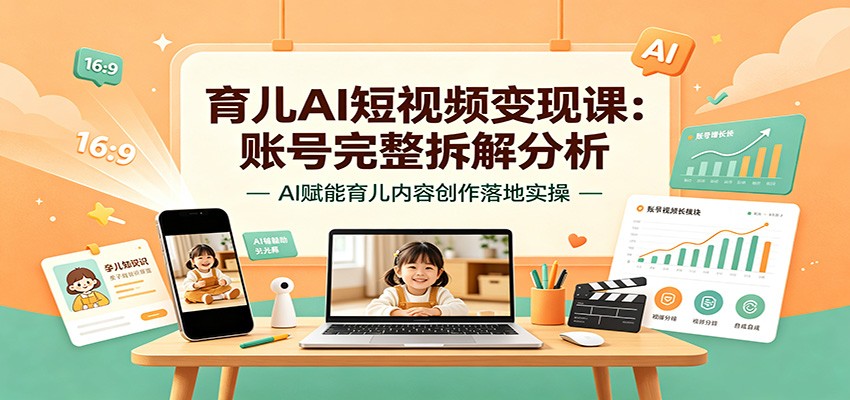 育儿AI短视频变现课：账号完整拆解分析，AI赋能育儿内容创作落地实操-LanTi云网创