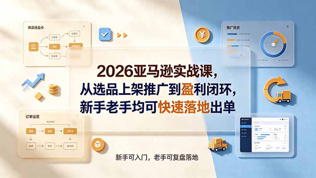 2026亚马逊实战课，从选品上架推广到盈利闭环，新手老手均可快速落地出单-LanTi云网创