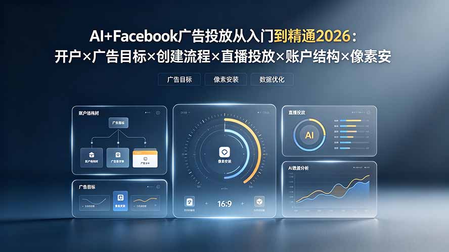 AI+Facebook广告投放从入门到精通2026：开户×广告目标×创建流程×直播投放×账户结构×像素安装×AI赋能-LanTi云网创