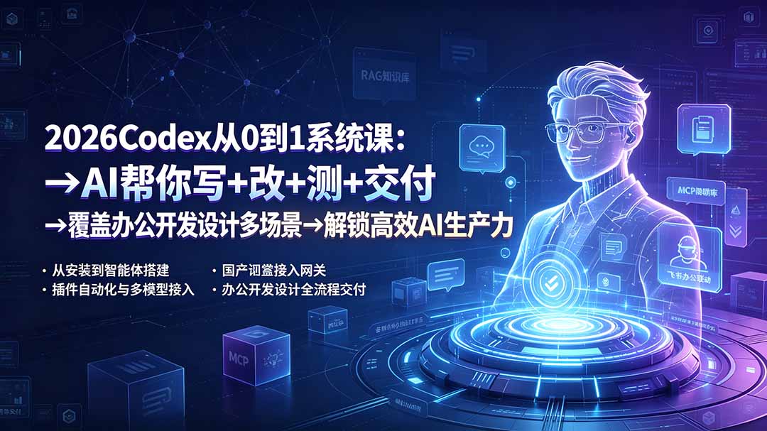 2026Codex从0到1系统课：→AI帮你写+改+测+交付→覆盖办公开发设计多场景→解锁高效AI生产力-LanTi云网创