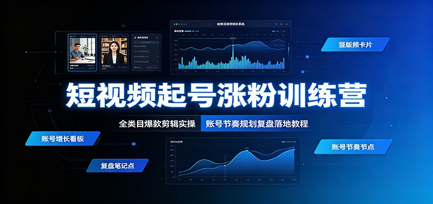 短视频起号涨粉训练营：全类目爆款剪辑实操，账号节奏规划复盘落地教程-LanTi云网创