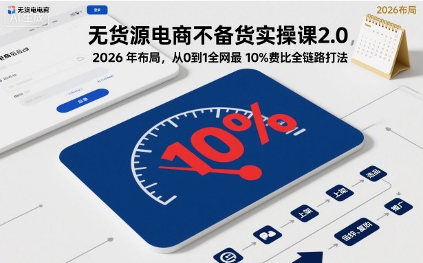 无货源电商不备货实操课2.0，2026年布局，从0到1全网最低10%费比全链路打法【更新26年7月22日】-LanTi云网创