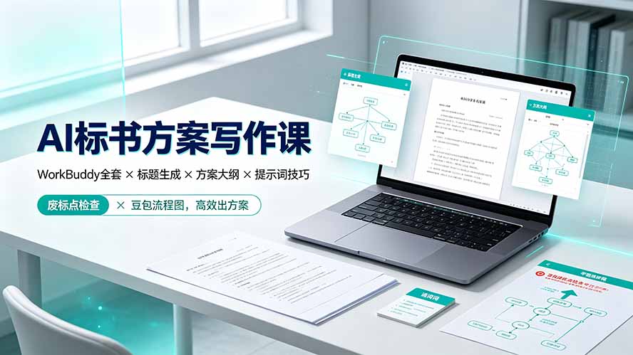 AI标书方案写作课：WorkBuddy全套×标题生成×方案大纲×提示词技巧×废标点检查×豆包流程图，高效出方案-LanTi云网创