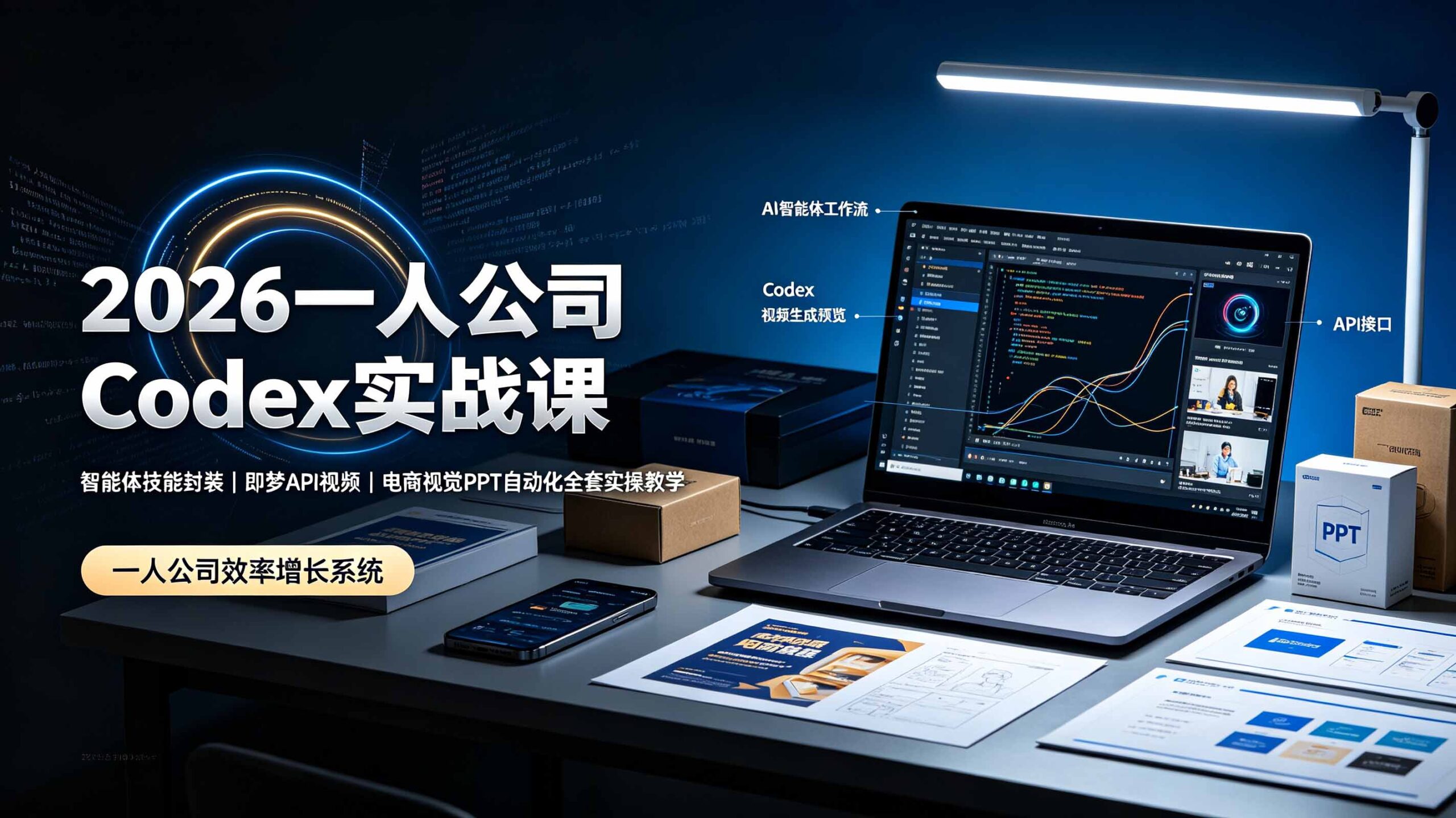 2026一人公司Codex实战课◆智能体技能封装|即梦API视频|电商视觉PPT自动化全套实操教学-LanTi云网创