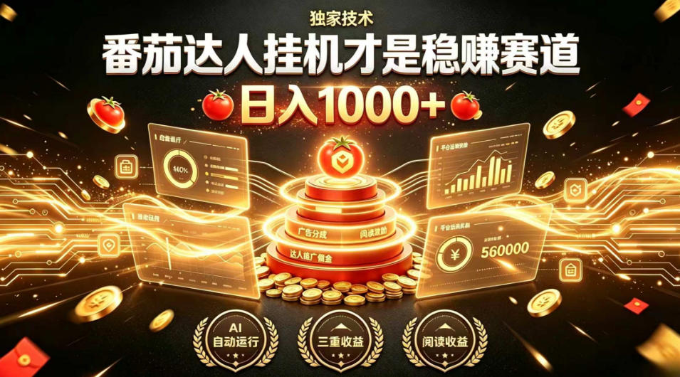 别再瞎找副业！番茄达人挂G才是稳賺赛道，日入1000+，全程傻瓜式操作，可矩阵放大【揭秘】-LanTi云网创