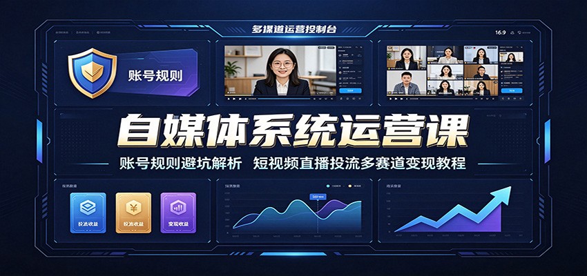 自媒体系统运营课：账号规则避坑解析，短视频直播投流多赛道变现教程-LanTi云网创
