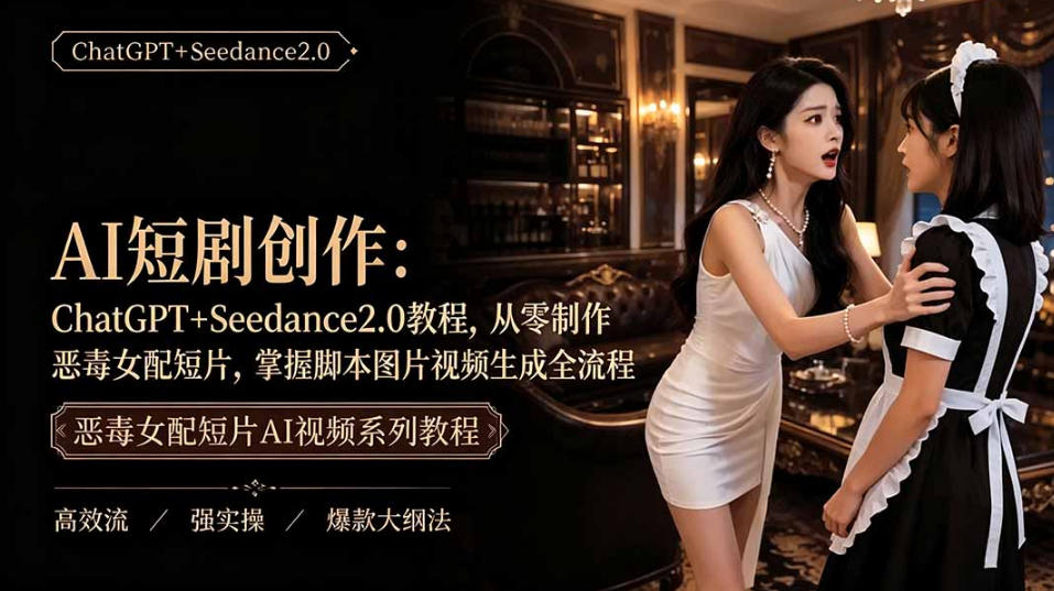 AI短剧从零创作实战课｜ChatGPT脚本撰写+Seedance2.0视频生成，恶毒女配短剧全流程教程-LanTi云网创
