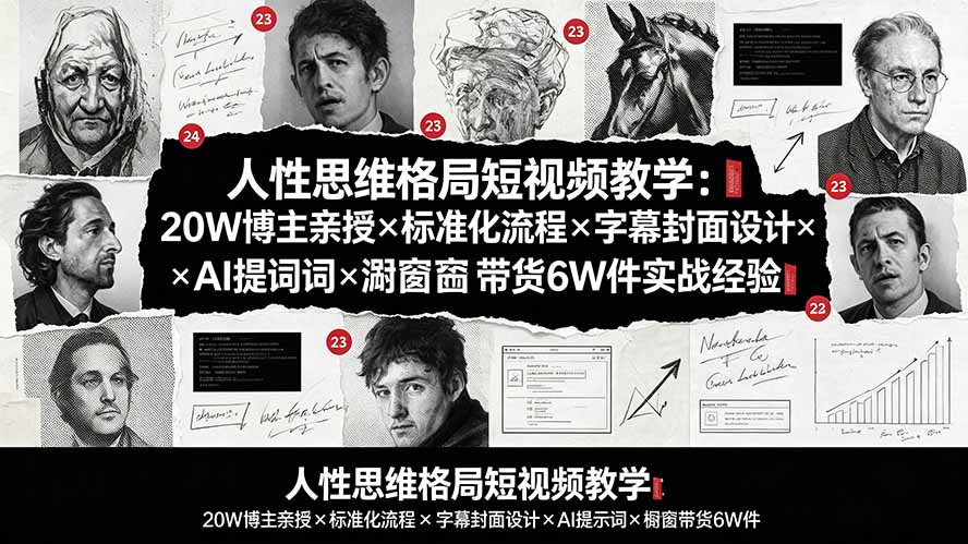 人性思维格局短视频教学：20W博主亲授×标准化流程×字幕封面设计×AI提示词×橱窗带货6W件实战经验-LanTi云网创