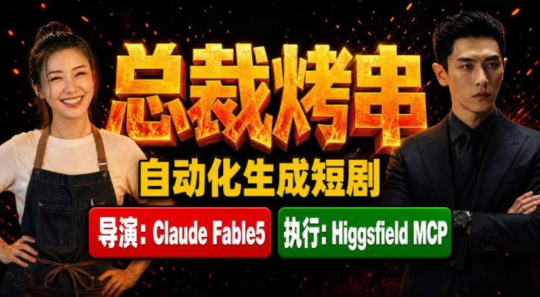 Claude Fable5担任导演+Higgsfield MCP落地执行｜《总裁烤串》真人质感短剧全自动AI生成全流程教学-LanTi云网创