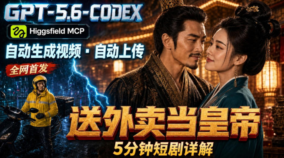 GPT-5.6 Codex+Higgsfield MCP：一条指令生成5分钟短剧并自动上传YouTube(油管)-LanTi云网创
