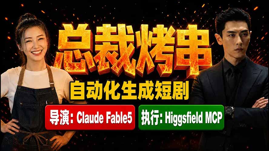 《总裁烤串》真人短剧全自动诞生！Claude Fable5 当导演，Higgsfield MCP 执行！-LanTi云网创