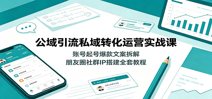 公域引流私域转化运营实战课：账号起号爆款文案拆解，朋友圈社群IP搭建全套教程-LanTi云网创