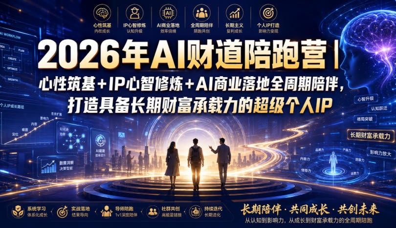 2026年AI财道陪跑营｜心性筑基+IP心智修炼+AI商业落地全周期陪伴，打造具备长期财富承载力的超级个人IP-LanTi云网创