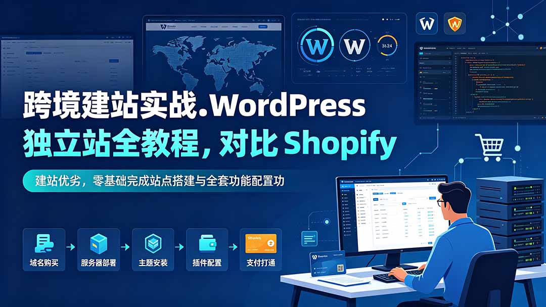 跨境建站实战：WordPress 独立站全教程，对比 Shopify 建站优劣，零基础完成站点搭建与全套功能配置-LanTi云网创