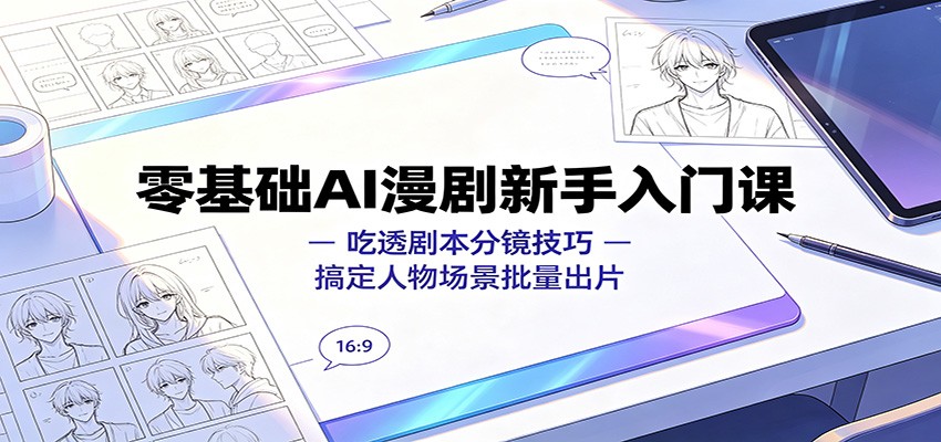 零基础AI漫剧新手入门课：吃透剧本分镜技巧，搞定人物场景批量出片-LanTi云网创