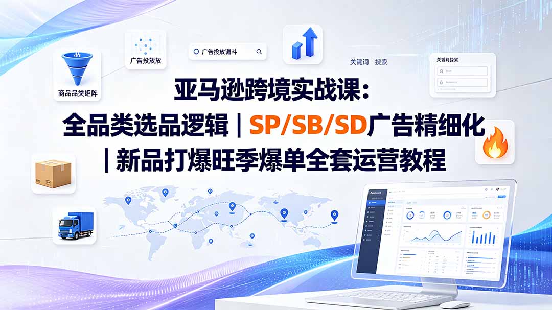 亚马逊跨境实战课-更新：全品类选品逻辑｜SP/SB/SD广告精细化｜新品打爆旺季爆单全套运营教程-LanTi云网创