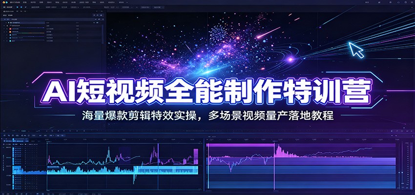 AI短视频全能制作特训营：海量爆款剪辑特效实操，多场景视频量产落地教程-LanTi云网创