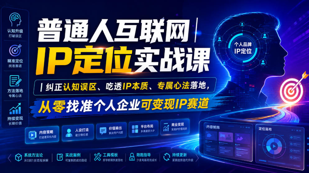 普通人互联网IP定位实战课｜纠正认知误区、吃透IP本质、专属心法落地，从零找准个人企业可变现IP赛道-LanTi云网创