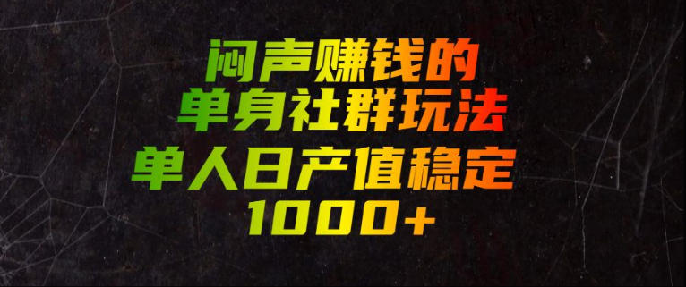 闷声賺钱的单身社群玩法，单人日产值稳定1000+【揭秘】-LanTi云网创