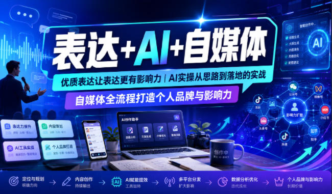 表达+AI+自媒体，优质表达让表达更有影响力|AI实操从思路到落地的实战|自媒体全流程打造个人品牌与影响力-LanTi云网创
