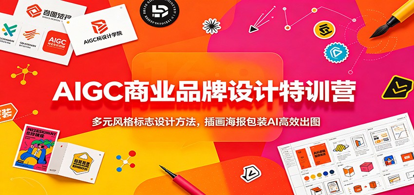 AIGC商业品牌设计特训营：多元风格标志设计方法，插画海报包装AI高效出图-LanTi云网创