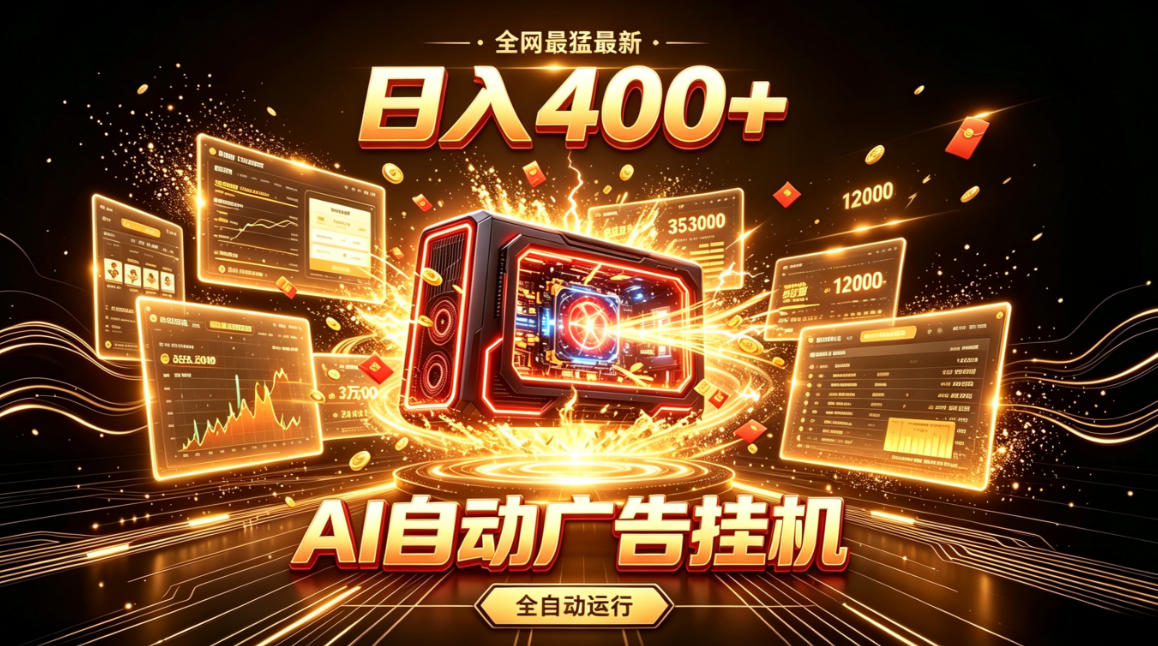全网最猛最新的AI自动广告挂G，狠收益日入400+，真正做到躺賺式变现【揭秘】-LanTi云网创