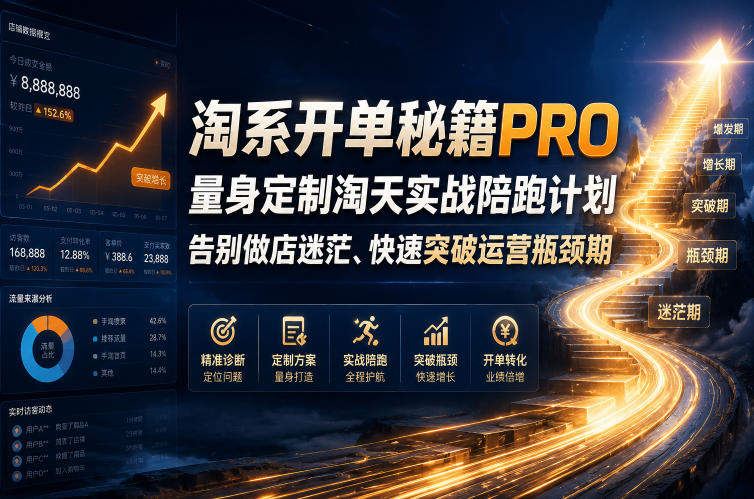 淘系开单秘籍PRO，量身定制淘天实战陪跑计划，告别做店迷茫、快速突破运营瓶颈期(更新20260728)-LanTi云网创