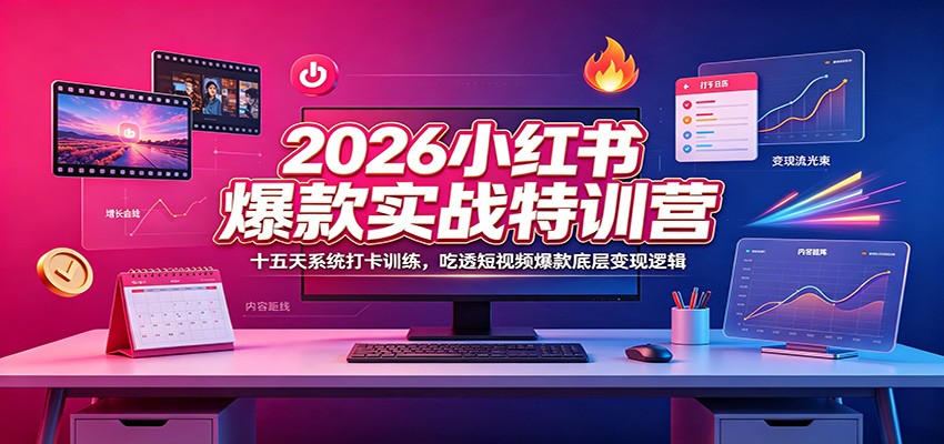 2026小红书爆款实战特训营：十五天系统打卡训练，吃透短视频爆款底层变现逻辑-LanTi云网创