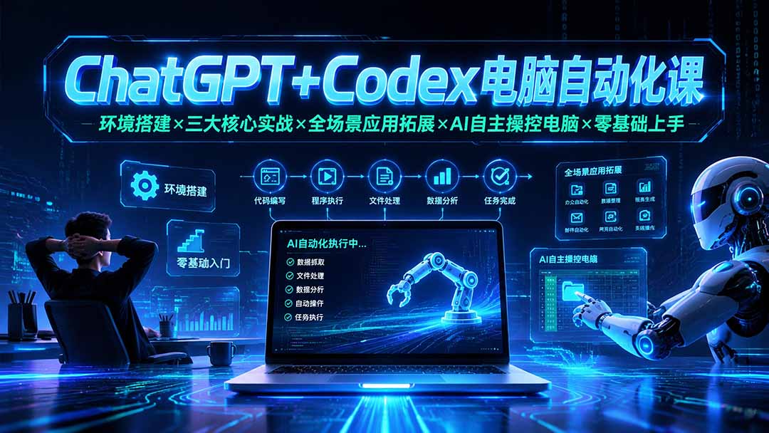 ChatGPT+Codex电脑自动化课：环境搭建×三大核心实战×全场景应用拓展×AI自主操控电脑×零基础上手-LanTi云网创