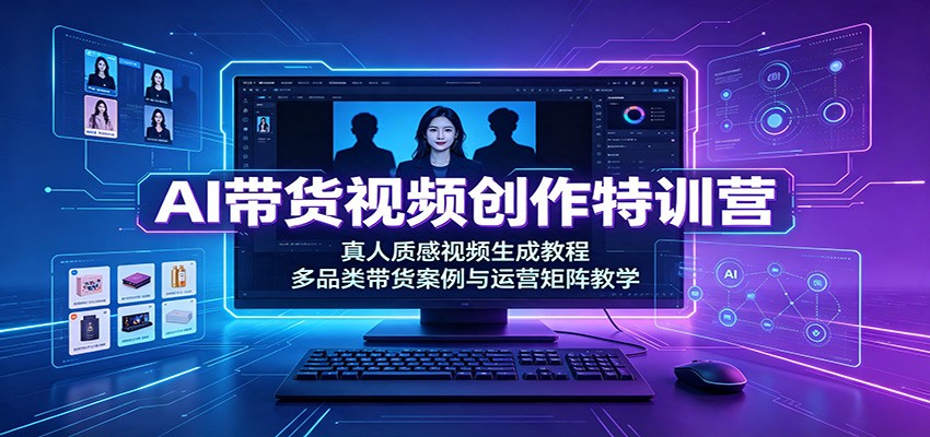 AI带货视频创作特训营：真人质感视频生成教程，多品类带货案例与运营矩阵教学-LanTi云网创