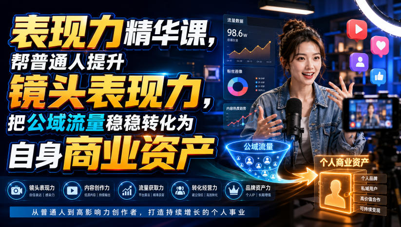 表现力精华课，帮普通人提升镜头表现力，把公域流量稳稳转化为自身商业资产-LanTi云网创