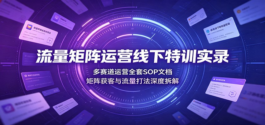 流量矩阵运营线下特训实录：多赛道运营全套SOP文档，矩阵获客与流量打法深度拆解-LanTi云网创