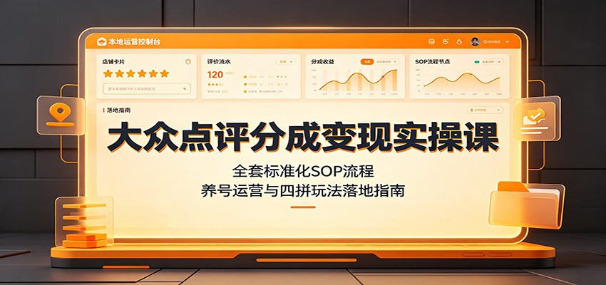 大众点评分成变现实操课：全套标准化SOP流程，养号运营与四拼玩法落地指南-LanTi云网创