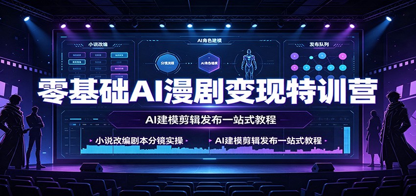 零基础AI漫剧变现特训营：小说改编剧本分镜实操，AI建模剪辑发布一站式教程-LanTi云网创
