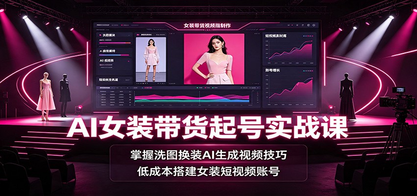 AI女装带货起号实战课：掌握洗图换装AI生成视频技巧，低成本搭建女装短视频账号-LanTi云网创