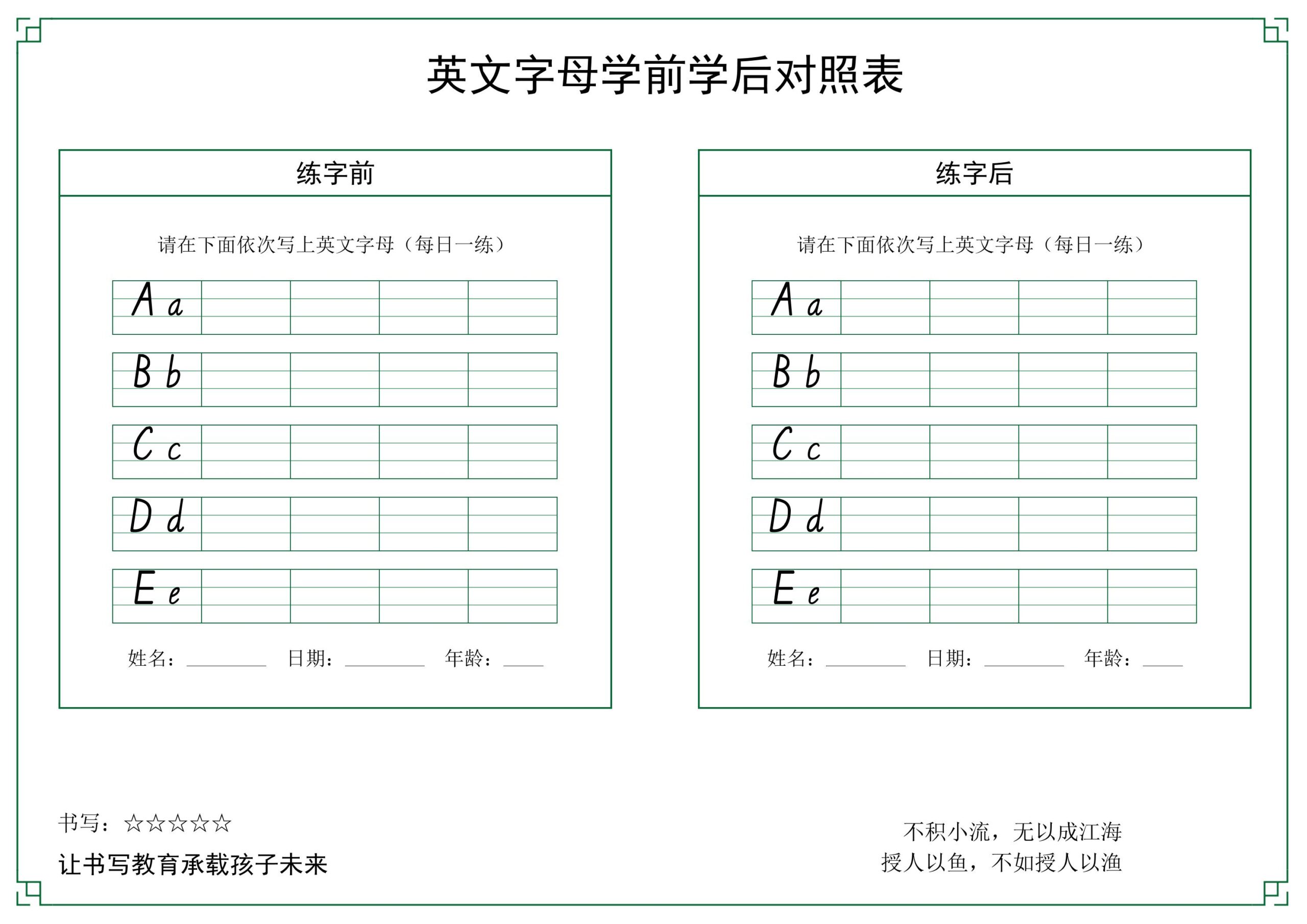 26个英文字母手写体字帖-六上英语-LanTi云网创