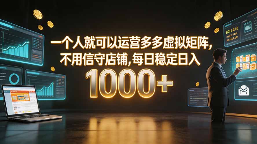 一个人就可以运营多多虚拟矩阵，不用值守店铺，每日稳定日入 1000+-LanTi云网创