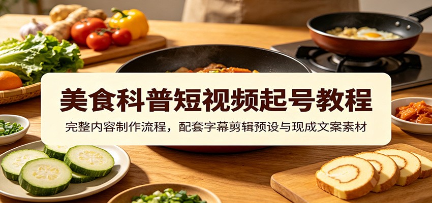 美食科普短视频起号教程：完整内容制作流程，配套字幕剪辑预设与现成文案素材-LanTi云网创