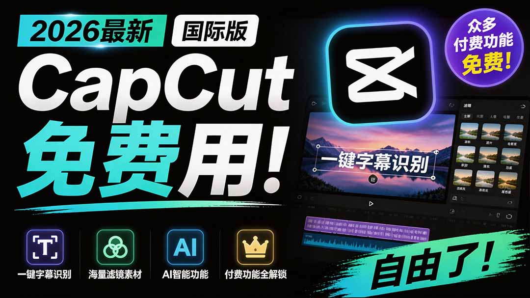 2026最新国际版剪映！CapCut 众多付费功能免费用，一键字幕识别 / 滤镜素材 / AI智能功能自由了 CapCut-LanTi云网创
