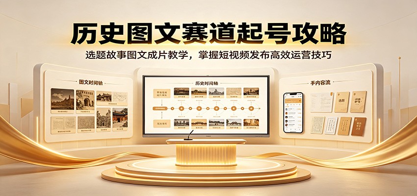 历史图文赛道起号攻略：选题故事图文成片教学，掌握短视频发布高效运营技巧-LanTi云网创