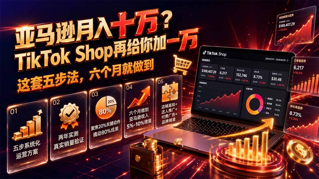 亚马逊月入十万？TikTok Shop再给你加一万——这套五步法，六个月就做到【原创双语字幕】-LanTi云网创